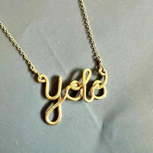 Custom Handmade Gold yolo Necklace You Only Live Once 14k Gold Filled Wire - Picture 4 of 7